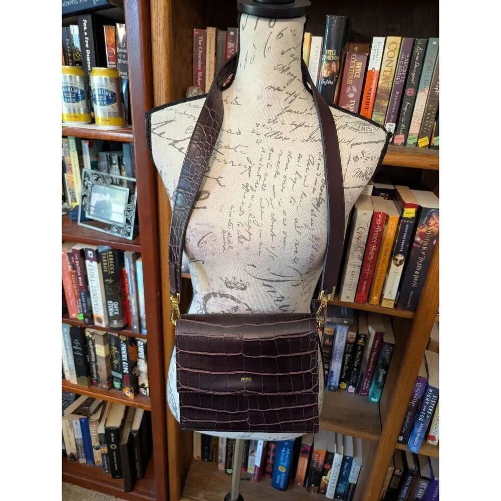 JW PEI Mini Flap Crossbody Bag - Purple Croc-Embossed Vegan Leather Purse